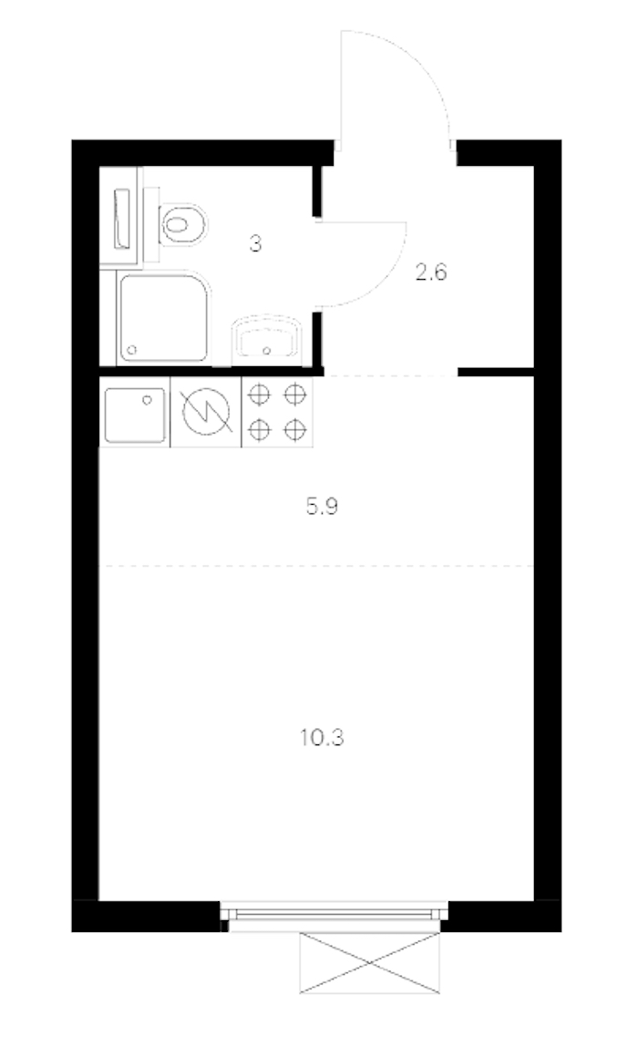 Квартира студия 21.8 м², 11/12 эт., ЖК «Витебский парк»